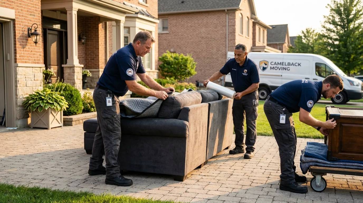 Large estate moving crew wrapping furniture in Holiday, FL